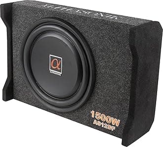 Alphasonik AS12DF 12'' 1500 Watts 4-Ohm Down Fire Shallow Mount Flat Enclosed Under Seat Subwoofer for Tight Spaces in Cars and Trucks, Slim Thin Loaded Air Tight Sealed Bass Enclosure