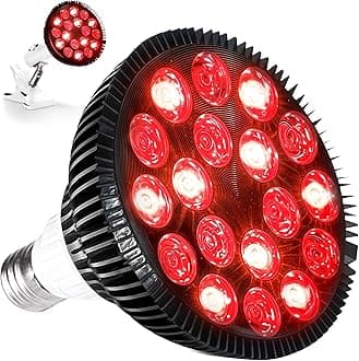 Red Light Therapy Lamp - Infraglow Infrared Red Light Therapy Bulb with 660nm and 850 nm Wavelength -18 LEDs & Clip-On Lamp - at Home Infrared Bulb for Daily Wellness and Relaxation