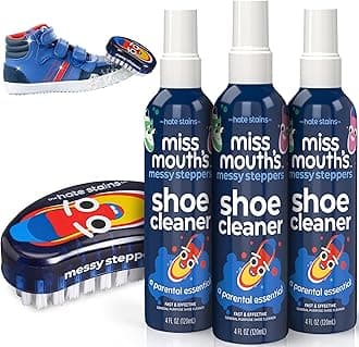 Miss Mouth'sMessy Steppers Shoe Cleaner - 3 Pack 4oz Spray and Shoe Cleaning Kit Brush