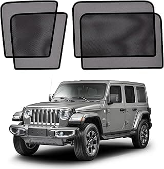 XCBYT Car Window Shades for 2019-2025 Wrangler Sun Shade for Car Baby Side Window with Breathable Mesh Blocking 99% UV Glare and Privacy Protection Safe Driving for Napping Camping Dressing (4 PCS)