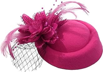 Pillbox Fascinator Hat for Women Weddings Bird Cage Veil Clip