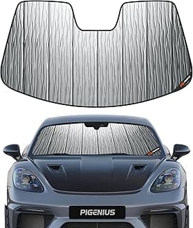 Windshield Sun Shade for Porsche 718 Cay-Man,2017-2024,Durable Front Window Sun Shade Shield,2-in-1 Reflective Sun Shade,Silver for Summer, Black for Winter