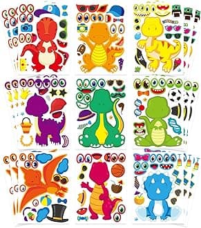 27 PCS Dinosaur Stickers for Kids, Dinosaur Party Bag Fillers Gift Set for Girls Boys, Dinosaur Themed Sticker Sheets Birthday Party Decorations Party Supplies, Party Favours Kit School Prize