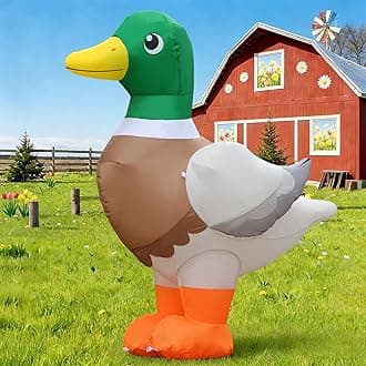 DomKom 6FT Mallard Duck Inflatables Christmas Spring, Farm Ranch Blow up Animals Cute, Decorations Outdoor Yard Built-in LED Lights Big Large Decor Party Farm Lawn Holiday Outside