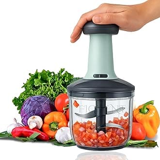 FIGMENT Manual Hand Press Push Chopper 1000 ML with 6 Blades for Effortless Chopping, Vegetables & Fruits Chopper Mixer Cutter to Cut Onion, Salad, Tomato, Potato – Handy Push Choppers, Kitchen Tool