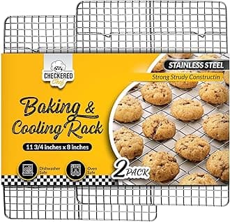 Checkered Chef Cooling Racks for Baking - Quarter Size - Stainless Steel Cooling Rack/Baking Rack Set of 2 - Oven Safe Wire Racks Fit Quarter Sheet Pan - Small Grid Perfect to Cool and Bake