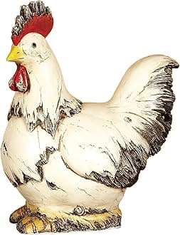 Deco 7958222 Polished Stone Rooster Statue, 10 by 12-Inch