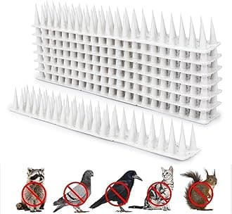 PlastKart Pigeon Spikes (Set of 10) Anti Bird Control for Balcony, Railing, Home Window Protection from Pigeon, Dog, Monkey, Crow, Kabootar, Split AC, Spikes with Double Sided Tape (White)