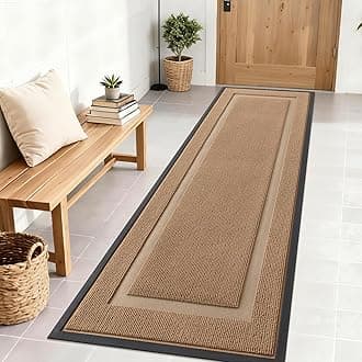 OLANLY Front Door Mat Indoor Outdoor Entrance, Waterproof All-Season, All-Weather Doormat, Sturdy Natural Rubber, Fade Resistant, Low Profile, Easy Clean Patio Porch Entryway Mat, 71x24, Light Brown