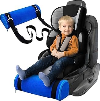 Car Seat Foot Rest for Kids - Booster Seat Pillow With Long Adjustable Strap - Convenient Supportive Accessory for Toddlers (Blue)