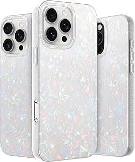 LONLI Hue - for iPhone 16 Pro Max Case - White Pearl Tort Phone Case - Cute, Unique and Aesthetic Phone Cover - [360° Shock-Absorbent Bumper] - [4 Airbag Cushioned Corners]