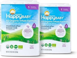 Happy Baby Organics Stage 1 A2 Infant Formula, 0 12 Months, Milk Based Organic Baby Formula Powder with A2 Milk, Probiotics & Prebiotics for Immune & Digestive Support, 22.9 Ounce (Pack of 2)