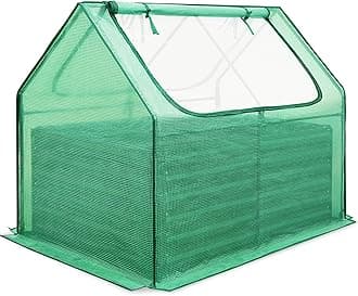 Quictent Galvanized Raised Garden Bed with Cover Metal Planter Box Kit, w/ 2 Large Screen Windows Mini Greenhouse 20pcs T Tags 1 Pair of Gloves Included Outdoor Growing Vegetables