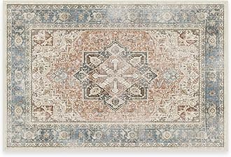 RUGGABLE Washable Vintage Area Rug – Kamran Coral 3x5, Stain-Resistant, Non-Slip – Small Machine Washable Rugs for Living Room, Bedroom, Hallway, Entryway & Office–with Cushioned Pad