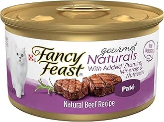 Purina Fancy Feast Pate Wet Cat Food Gourmet Naturals Beef Recipe With Added Vitamins, Minerals and Nutrients - (Pack of 12) 3 oz. Cans