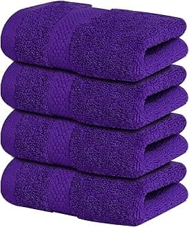 Infinitee Xclusives Premium Purple Washcloths Set – Pack of 4, 33 x 33 CM 100% Cotton Wash Cloths for Your Body and Face Towels, Kitchen Dish Towels and Rags, Baby Washcloth