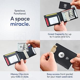 TRAVANDO AirTag* Wallet Mens Wallet with Money Clip Air Tag Wallet Card Holder RFID Blocking Bifold Gifts for Men