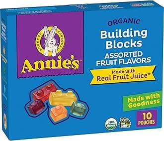 Annie's Organic Building Blocks Fruit Flavored Snacks, Assorted Fruit Flavors, Gluten Free, 10 Pouches, 7 oz