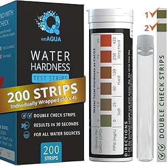 WeAQUA DoubleCheck Water Hardness Test Kit 200 Strips with Sample Cup - Hard Water Testing Strips (0-25 gpg / 0-425 ppm)