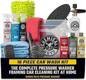 16-Piece Arsenal Builder Car Wash Kit with Foam Cannon, Bucket, and 6 x 16 oz Care Chemicals - Car Detailing Kit Works with Pressure Washers, Trucks, SUVs, Motorcycles, and More