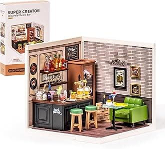 Super Creator-Mini Blocks Model Building Set for Adults, Miniature Plastic House Kit Super Store-Building Blocks Toys for Teens 8-12, DIY Crafts/Hobbies for Teens&Adults (Leisurely Cheers Bar)