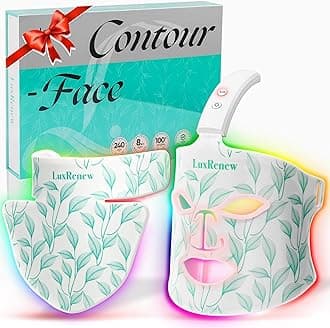 LuxRenew Red Light Therapy Mask & Neck, Near-Infrared 850 Red Light + 7 Colors Led Face Mask Light Therapy, Portable and Rechargeable [LMask Pro]