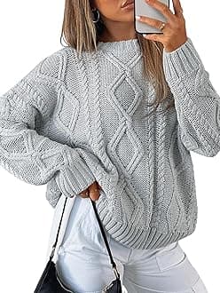 Trendy QueenWomen's Oversized Cable Knit Crewneck Sweaters