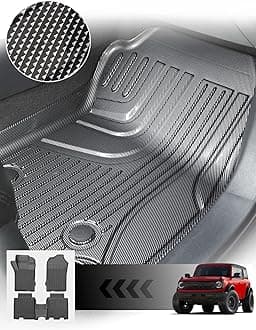 Carbon Fiber Pattern Floor Mats Fit for 2021-2025 Ford Bronco 4 Door (Not for Bronco Sport), All Weather Luxury Custom Fit 3D 1st & 2nd Row Car Mats Protection Floor Liners Waterproof Accessories