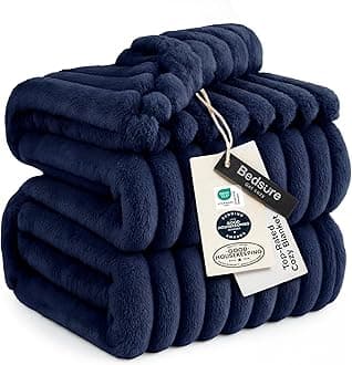 Bedsure GentleSoft Navy Fleece Blanket for Couch - Cozy Soft Blankets for Women, Cute Small Throws for Girls, 108x90 Inches