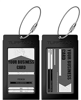 Luggage Tags Business Card Holder by TUFFTAAG - Durable Travel ID Bag Tag in Multiple Color Options, Perfect for Suitcases, Backpacks, and Carry-Ons, Easy Identification, Secure and Stylish