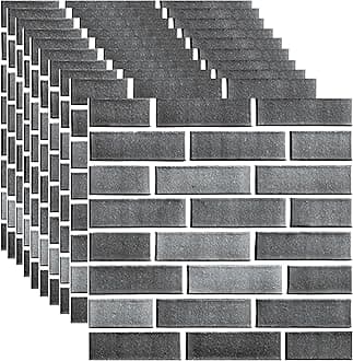3D Wall Panels Peel and Stick,3D Brick Wallpaper Peel and Stick, 10 Pack Waterproof PVC Stone Self-Adhesive Wall Panel for Living Room,Lobby Bedroom Hotel Office Decoration (Grey)