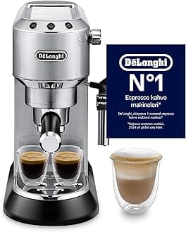 EC685.M Dedica Style Pump Espresso Coffee Machine | Espresso, Cappuccino, Latte & More Recipe Options| Coffee Maker Machine for Home | 15 Bar Pressure, 1350 W|Free Demo & Installation|Metal