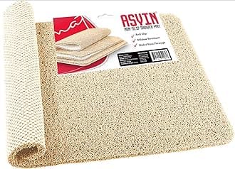 Asvin Soft Textured Bath, Shower, Tub Mat, 24x16 Inch, Phthalate Free, Non Slip Comfort Bathtub Mats with Drain, PVC Loofah Bathroom Mats for Wet Areas, Quick Drying