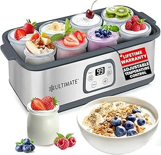 Ultimate Probiotic Yogurt Maker - Make Billions of Live Probiotics with Adjustable Temperature and Time Control - Get Better Gut Health - Lifetime Warranty - Perfect Kitchen Gift
