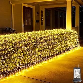 LitHome 14.8FT x 5FT Christmas Net Lights, 300 LED Net Lights Outdoor Mesh Light with 8 Modes, Connectable Waterproof Warm White Christmas Mesh Light for Bushes, Garden, Backyard, Xmas, Holiday Decor