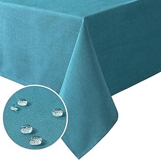 H.VERSAILTEX Linen Textured Table Cloths 60 x 60 Inch Premium Solid Tablecloth Spill-Proof Waterproof Table Cover for Dining Buffet Feature Extra Soft and Thick Fabric Wrinkle Free, Teal