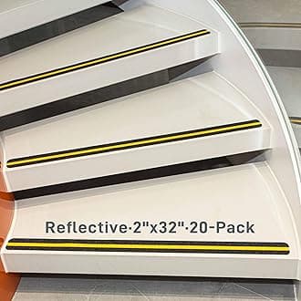 LifeGrip Anti Slip Traction Treads with Reflective Stripe (20-Pack), 2" X 32", Best Grip Tape Grit Non Slip, Outdoor Non Skid Tape, High Traction Friction Abrasive Adhesive for Stairs Step, Black