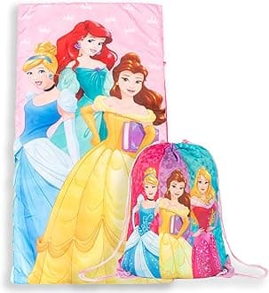 Jay Franco Disney Princess Trip Slumber Sack - Cozy & Warm Kids Lightweight Slumber Bag/Sleeping Bag - Featuring Ariel, Belle, and Cinderella
