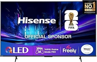 Hisense 85" 85E78QTUK PRO 144Hz QLED Smart AI TV - Hi-View AI Engine, 144Hz Game Mode PRO, Dolby Atmos, Quantum Dot Colour with Freely, Disney +, YouTube, Netflix
