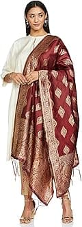 Jaanvi fashion Women's Bandhani Floral Woven Silk Dupatta With Zari Work