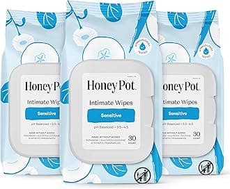 The Honey Pot Company - Feminine Wipes - Daily PH Balancing, Fragrance & Sulfate Free Wipes for Intimate Parts, Body, or Face - Hygiene Products - Sensitive 30 ct (Pack 3)