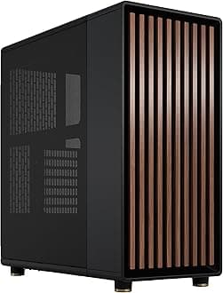 North Charcoal Black - Wood Walnut front - Mesh side panels - Two 140mm Aspect PWM fans included - Type C USB - ATX Airflow Mid Tower PC Gaming Case