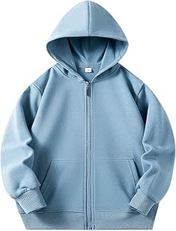 Hotfiary 15 Color Kids Zip Up Hoodie Children's Spring Autumn Pocket Zip Hoodie Boys Girls Sweatshirt Cotton Hooded Jacket Ages 2-12