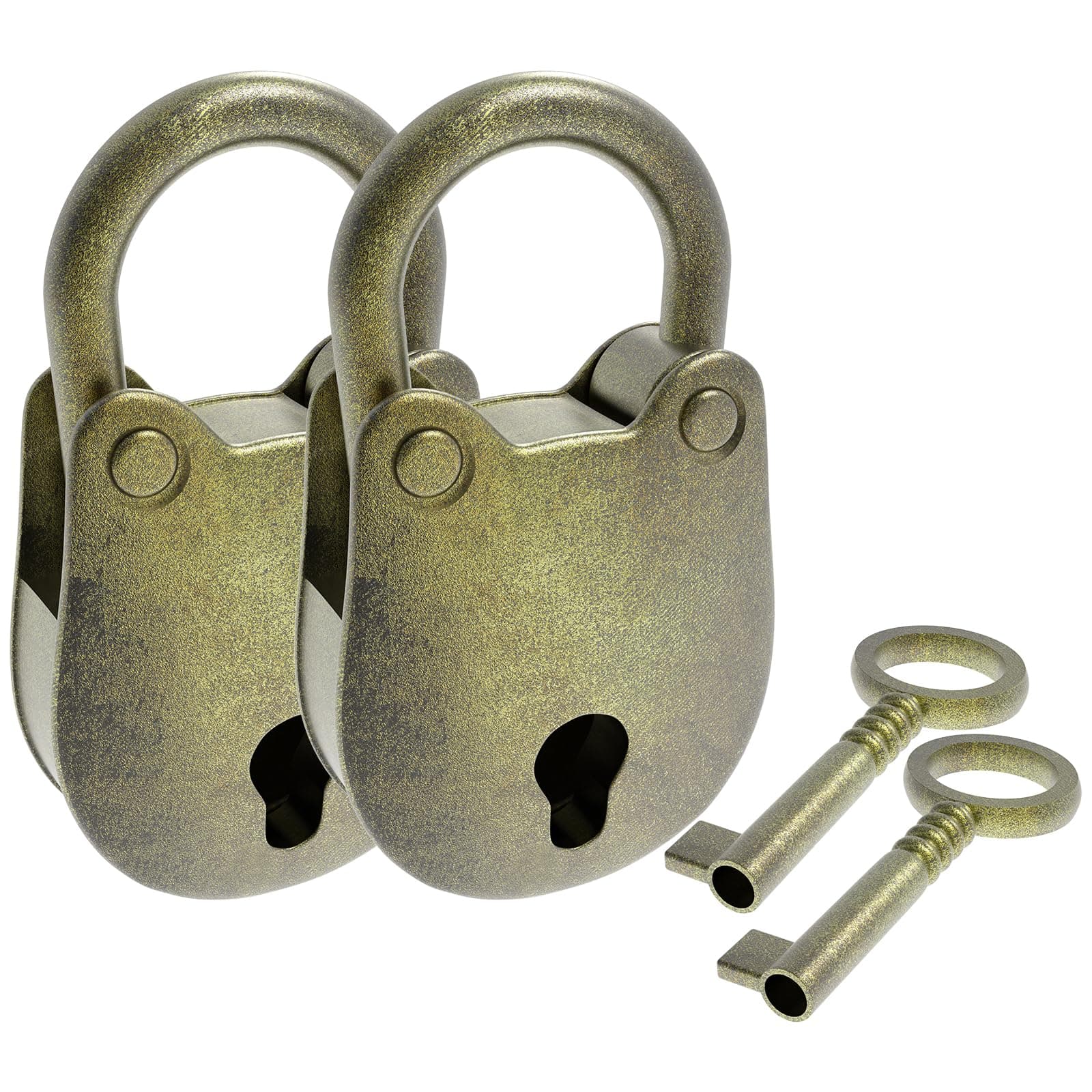 SDTC Tech 2pcs Mini Antique Padlock Retro Vintage Style Bear Head Shape Bronze Locks and Keys