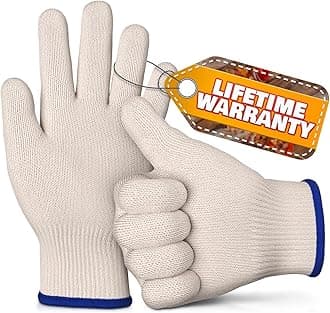 Heat Resistant Gloves for Cooking & Grilling – Aramid Oven Mitts Gloves with Fingers, Thick Knit Design Ensures Short-Term Hand Protection up to 932°F – Secure Grip for Baking, Fryer, and BBQ