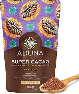 Aduna Super-Cacao Powder | 100% Natural Ghanaian Cacao for Heart Health & Energy Support | Natural Vegan Source of Magnesium, Flavanols & Iron | Superfood for Hot Chocolate, Smoothies, & Baking | 275g