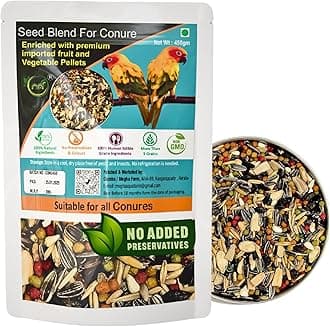 MAF Bird Feed For Parrots 450 Grams,Exotic Seed Blend Of 22 Variety Seeds,Nuts With Fruit & Vegetable Pellet Enriched For All Types Of Conures,African Grey,Amazon,Lovebirds For All Life Stages