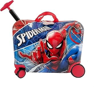 Spiderman Ride-On Suitcase with Seat - 18" Lightweight Kids Travel Trolley