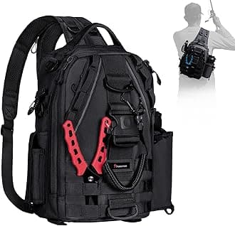 Piscifun Travel X Fishing Tackle Bag - Water-Resistant Fishing Storage Bag for Men and Women, Multifunctional Outdoor Tackle Storage Backpack for Fishing, Hiking, Cycling and Traveling Black