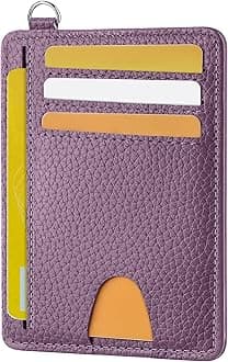 Slim Wallet, Credit Card Holder for Women, Minimalist Front Pocket RFID Blocking Card Cases, Small Wallet Women Men(Litchi Lavender)